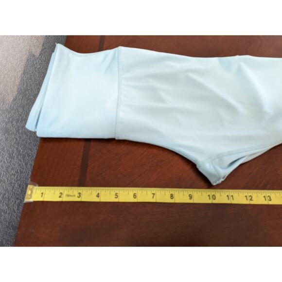 Reebok Capri Leggings M Blue Workout Activewear Wide Waistband Logo Slim Fit Gym - Picture 9 of 12